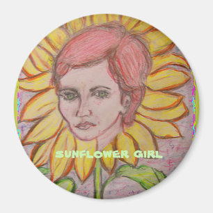 Zonnebloemmeisje Magneet