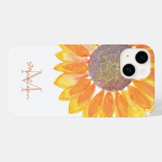 Zonnebloemmonogram Case-Mate iPhone Case (Achterkant (horizontaal))