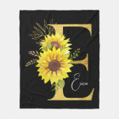Zonnebloemmonogram Letter E Floral Letter E Gift Fleece Deken (Voorkant)