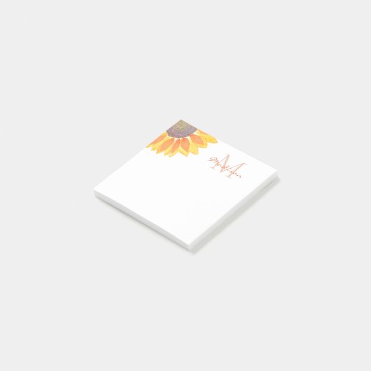 Zonnebloemmonogram Post-it® Notes (Schuin)
