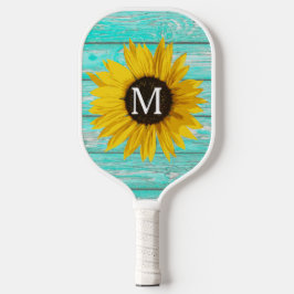 Zonnebloemmonogram Rustisch  Pickleball Paddle