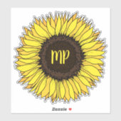 Zonnebloemmonogram Sticker (Vel)