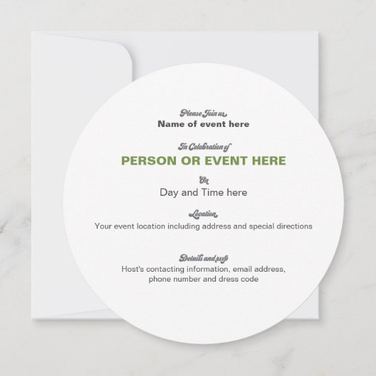 Zonnebloemmozaïek Ronde Uitnodiging in Olijfgroen (Achterkant)