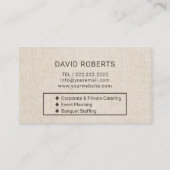 Zonnebloemocatering en bruiloft visitekaartje (Achterkant)