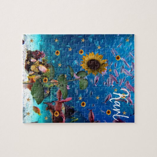 Zonnebloemoederige oceaanpuzzels legpuzzel (Horizontaal)