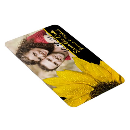 Zonnebloemofoto's Weddenschap Save the Date Magnet Magneet (Rechterzijde)