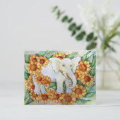 Zonnebloemolifant Briefkaart (Staand voorkant)