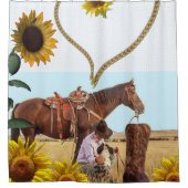 Zonnebloempaard Cowboy douchegordijn (Voorkant)
