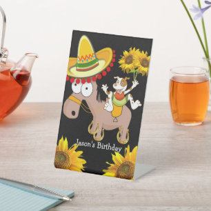 Zonnebloempaarden Floral Pedestal Sign Reclamebord Met Voetstuk