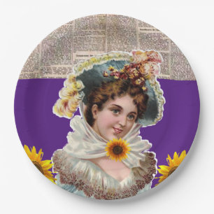 Zonnebloempapier Borden van Victoriaans papier Papieren Bordje