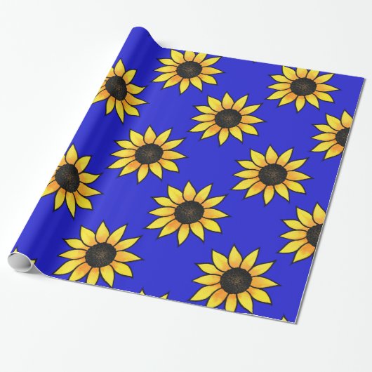 Zonnebloempatroon 3 cadeaupapier (Uitgerold)