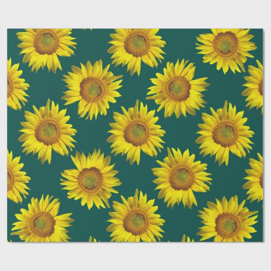 Zonnebloempatroon Blauwgroen Gift Wrap Roll Cadeaupapier (Vlak)