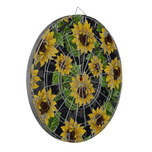 zonnebloempatroon dartbord (Voorkant Links)