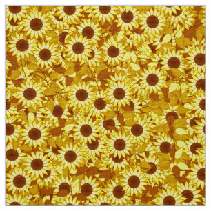 Zonnebloempatroon - goud, geel en bruin stof