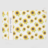 Zonnebloempatroon met handgeschilde Waterverf Golfhanddoek (Horizontaal)