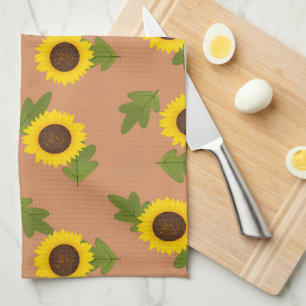 Zonnebloempatroonontwerp – Schattige bloemenaesthe Theedoek