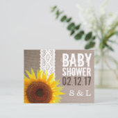 Zonnebloempitten, Baby shower met haken en haken, Uitnodiging Briefkaart (Staand voorkant)