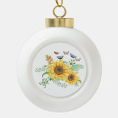 zonnebloempitten keramische bal ornament (Voorkant)