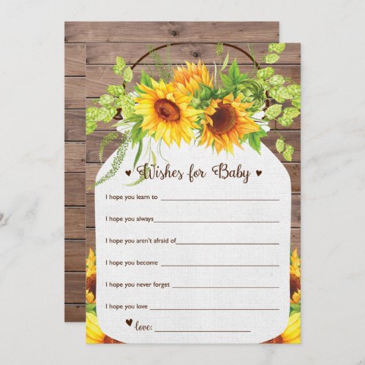 Zonnebloempitten voor Baby Kaart (Voorkant / Achterkant)