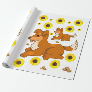 Zonnebloempittenpapier Cadeaupapier
