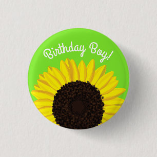 Zonnebloempje 1e verjaardag Button Pin