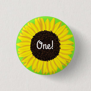 Zonnebloempje 1e verjaardag Button Pin