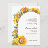 Zonnebloemplein Botanische White Summer Fall Wedde Kaart (Voorkant)