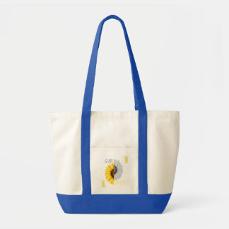 Zonnebloemprint V-hals T-shirt voor vrouwen | Tote Bag