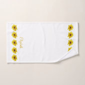Zonnebloemrand in wit met naam bad handdoek (Handdoek)