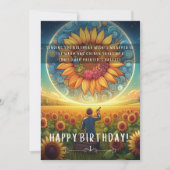 Zonnebloemschilder Verjaardag Platte Kaart (Voorkant)