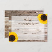 Zonnebloemschuur Houten Bruiloft RSVP Reactie Kaar (Voorkant / Achterkant)