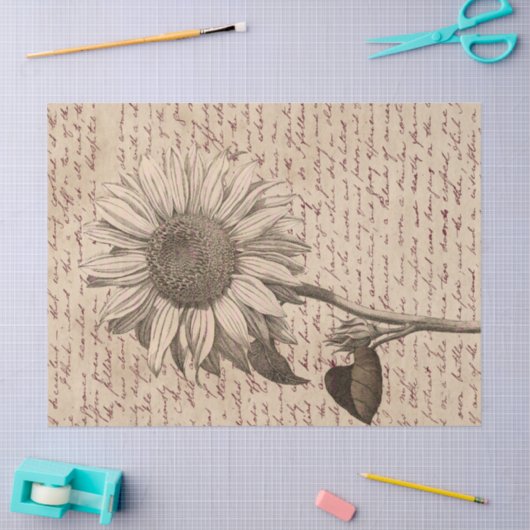 Zonnebloemscript Ephemera-ontkoppeling Tissuepapier (Craft)