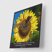 Zonnebloemscriptie Vierkante Klok (Hoek)