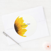 Zonnebloemsjabloon Ronde Sticker (Envelop)