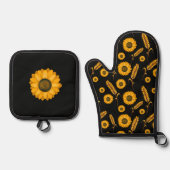 zonnebloemtarwe ovenwant & pannenlap set (Voorkant)