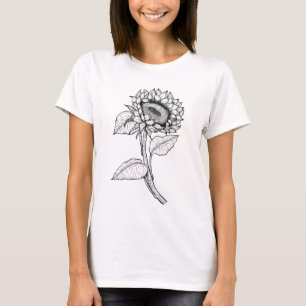 Zonnebloemtekening T-shirt