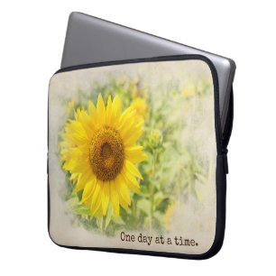 Zonnebloemtuin met citaat laptop sleeve