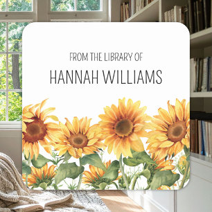 Zonnebloemtuin Uit de Bibliotheek Van Ex Libris Vierkante Sticker