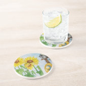 Zonnebloemtuin Zandsteen Onderzetter (Zijkant)