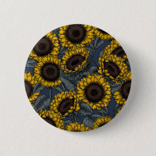 Zonnebloemveld 2 ronde button 5,7 cm
