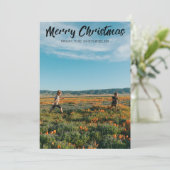 Zonnebloemveld Familie Kerstmis Feestdagenkaart (Staand voorkant)