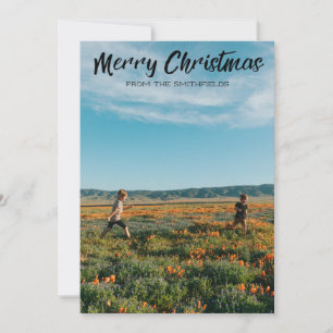 Zonnebloemveld Familie Kerstmis Feestdagenkaart
