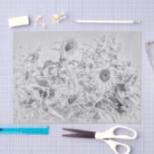  zonnebloemveld zwart en wit, versteld tissuepapier (Craft)