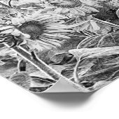 Zonnebloemveld zwart-wit ontkoppeling poster (Hoek)