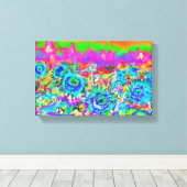 Zonnebloemvelden - blauw canvas afdruk (Insitu (Houten vloer))