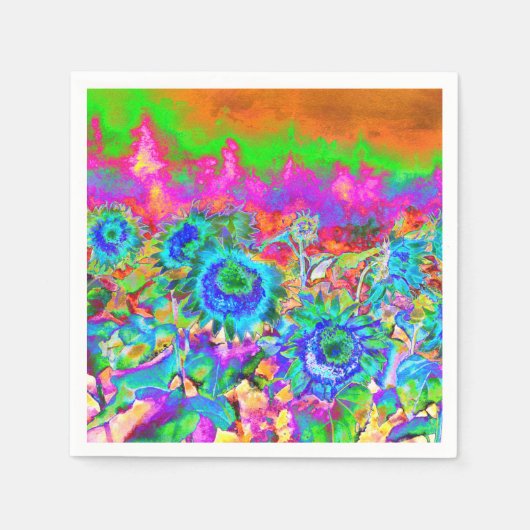 Zonnebloemvelden - blauw servetten (Voorkant)