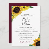 Zonnebloemvelden bruiloft uitnodiging (Voorkant / Achterkant)