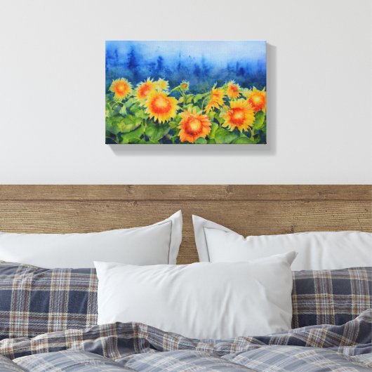 Zonnebloemvelden Canvas Afdruk (Insitu (Slaapkamer))