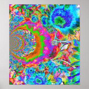 Zonnebloemvelden eeuwig blauw poster