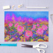 Zonnebloemvelden _ roze tissuepapier (Craft)